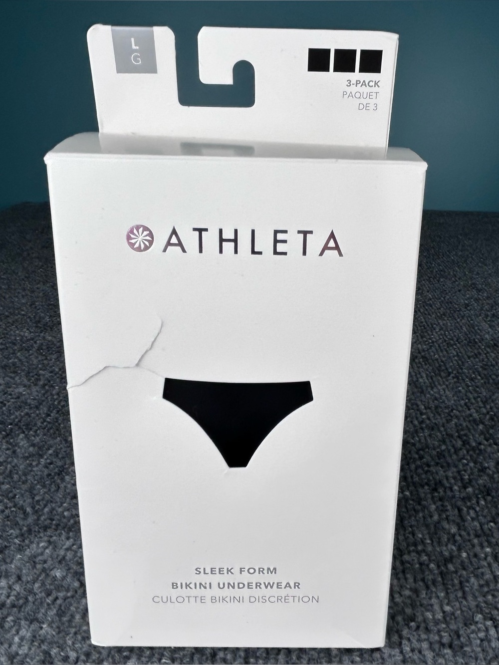 TWO Athleta Sleek Form Bikini Underwear Womens Large BLACK New in Box *READ*
